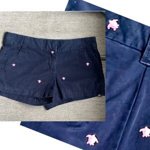 J Crew Shorts classic twill chino city fit Sz 6 100% cotton pink turtles